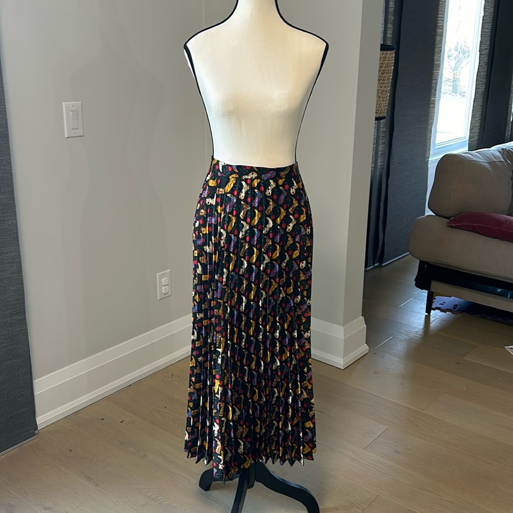 Sandro women’s size 1 Palma combos boot print pleated midi skirt - Picture 3 of 6